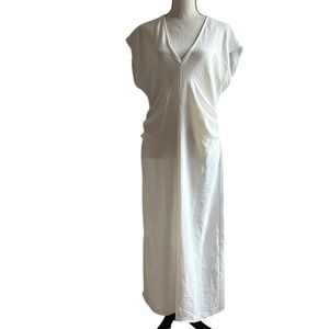 ZARA Women's Chic Maxi Dress Pool Beach Swim Coverup — Medium White‎ v-neck